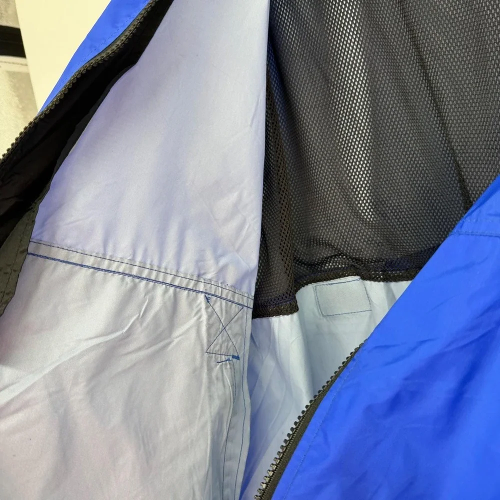 VTG 90s Dunbrooke Pit‎ Row Colorblock Windbreaker XL Blue Vented Embroidered